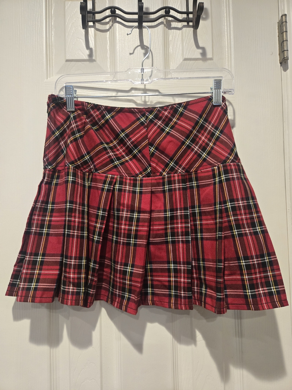 Royal Bones Red Plaid Pleated Mini Skirt